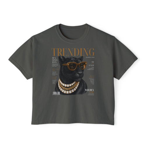 Trending Black Panther Graphic Tee — "Trending" Woman's Boxy Tee